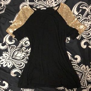 Black and gold sequin top